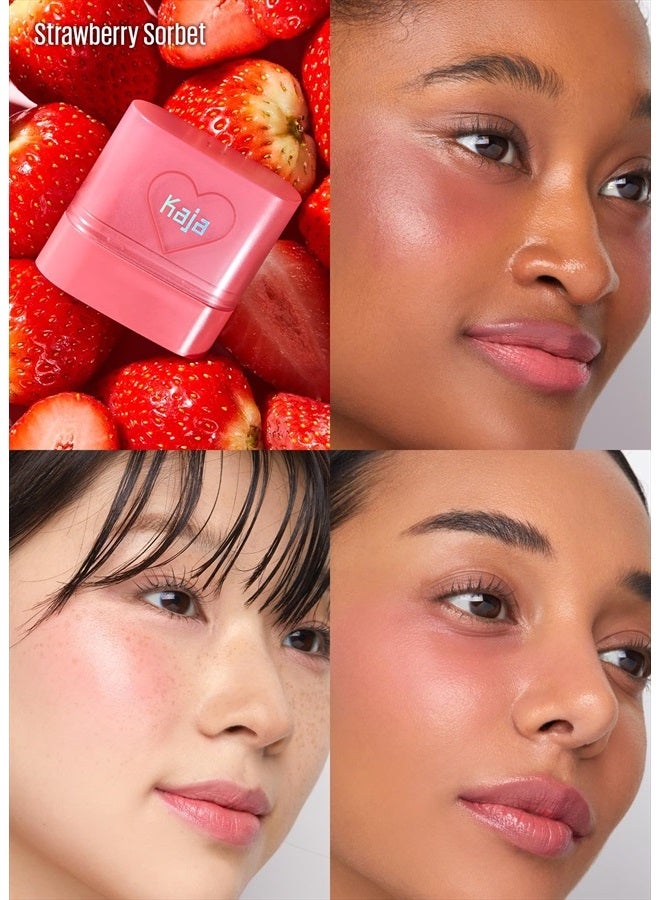 KAJA Dewy Bar - Creamy Multi-Stick Blusher & Lip Balm, Korean Cream Blush Stick for Cheeks and Lips, 45% Moisturizing Oil, Apple Extract, Vitamin-Hyaluronic Acid Infused, 02 Strawberry Sorbet,10g - Image 2