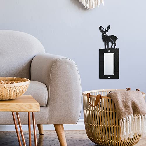 Lothee 6 Pcs Metal Bear Light Switch Cover Plate Moose Tree Mountain Elk Forest Outlet Plate Toggle Outlet Wall Cover for Home(Single Flat) - Image 3