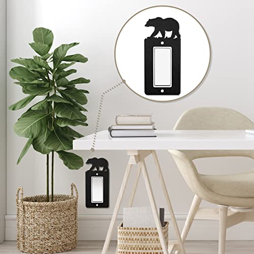 Lothee 6 Pcs Metal Bear Light Switch Cover Plate Moose Tree Mountain Elk Forest Outlet Plate Toggle Outlet Wall Cover for Home(Single Flat) - Image 5