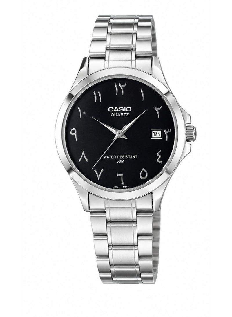 Casio Quartz His & Hers Couple Watch Gift Set – Black Dial, Stainless Steel Bracelet - Image 1