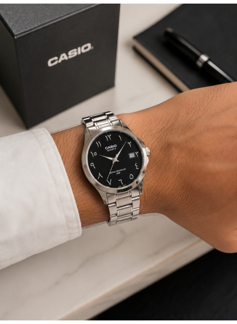 Casio Quartz His & Hers Couple Watch Gift Set – Black Dial, Stainless Steel Bracelet - Image 2