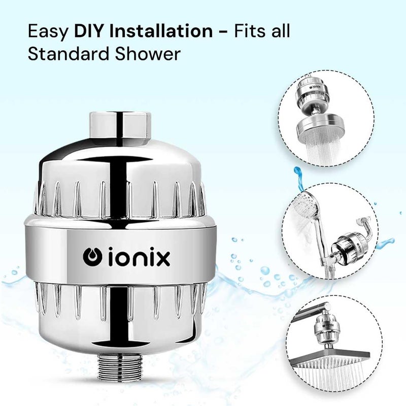 IONIX Shower and tap Filter for Hard Water with 15 Stage Pack of 2 Water Softener for Bathroom Hard Water Filter 1 Year Warranty Water Softener for Bathroom 2 Piece - Image 4