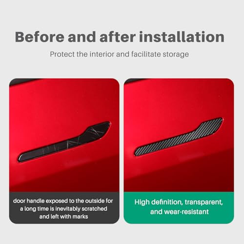 FDAIUN Precut Car Paint Protective Film for 2025 Tesla Model Y Juniper PPF Carbon Fiber Print Self Adhesive TPU Car Wrap Film Scratch Protector Exterior Accessories 4Pcs(Outside Door Puller) - Image 5
