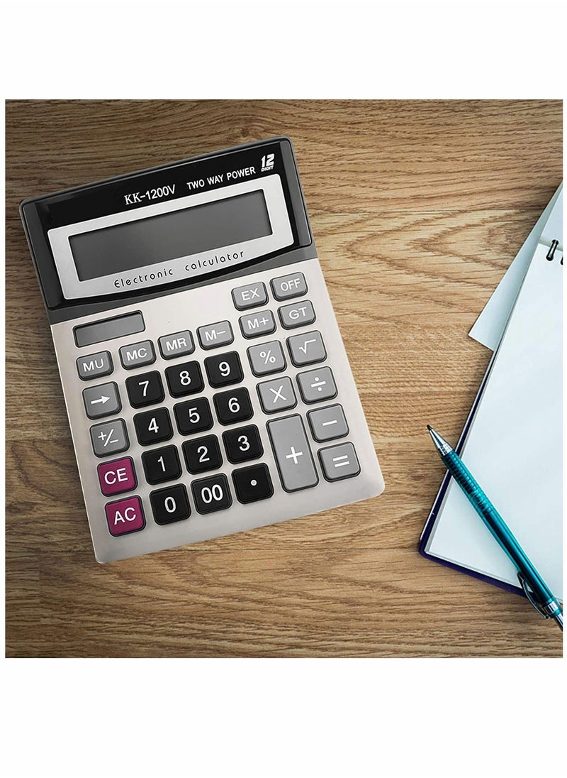 Y&D - Solar Battery Desktop Calculator Large Dual Power Standard Function Business with 12 Digit LCD Display Convenient for Student Office, Home, Market - Image 1