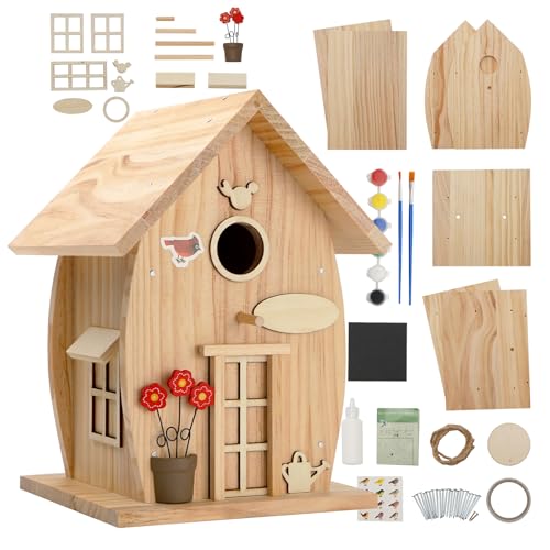 NESTO Wooden DIY Bird House Kit for Adults to Build Outdoor Woodworking Crafts Freestyle Painting Hanging Birdhouse for Garden Yard Decor Gifts Nesto - Image 1