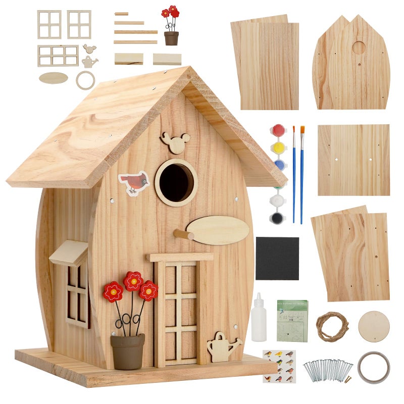 NESTO Wooden DIY Bird House Kit for Adults to Build Outdoor Woodworking Crafts Freestyle Painting Hanging Birdhouse for Garden Yard Decor Gifts Nesto - Image 2