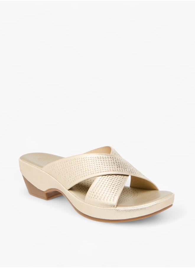 Le Confort Womens Embellished Cross Strap Comfort Sandals With Block Heels  - Image 1