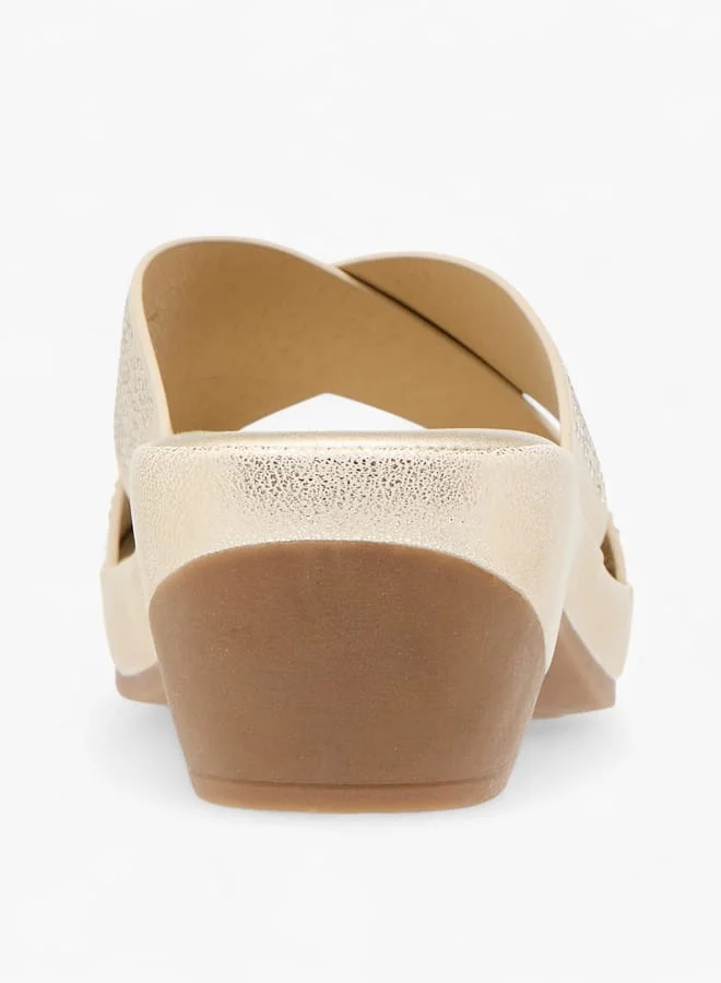 Le Confort Womens Embellished Cross Strap Comfort Sandals With Block Heels