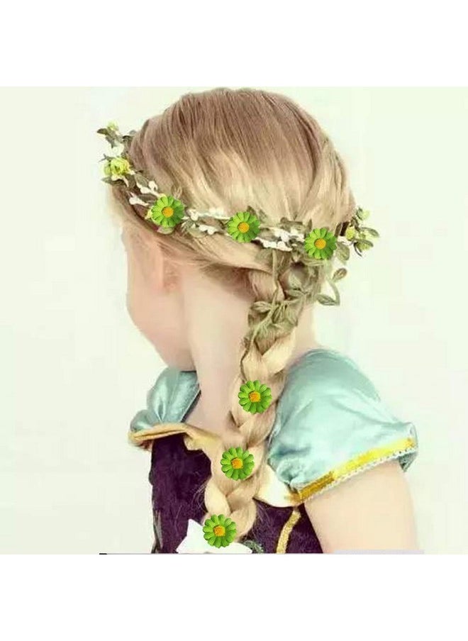 Backgarden 12pcs Womens Multi-colored Sweet Daisy Hair Clips Mini Sun Flower Hairpins Hair Accessory for Bridesmaid Wedding Photography (Light green)  - Image 4