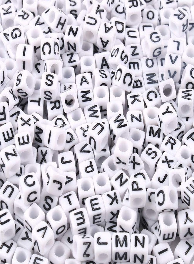 NITOPUPU Acrylic Letter Beads Alphabet Colorful Letter White Cube Beads for Friendship Bracelets and Gifts Souvenir Jewelry Making(6*6mm Cube,1000pcs) - Image 1