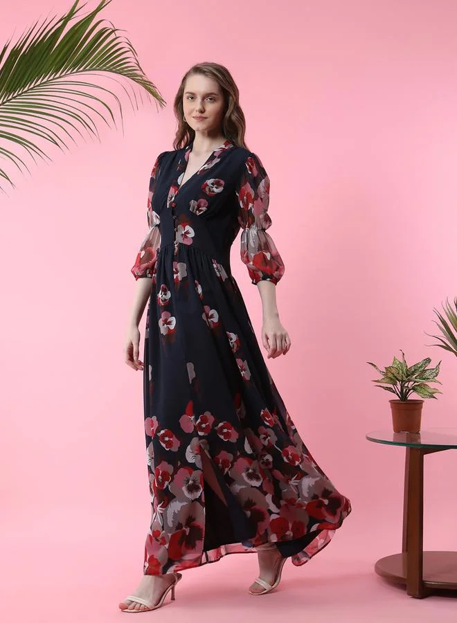 Mish Floral Chiffon Maxi Dress