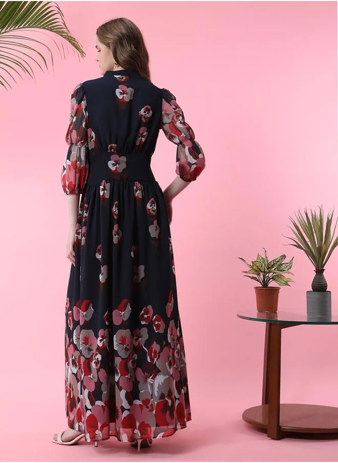 ميش Floral Print Asymmetric Hem Wrap Style Maxi Dress by Styli