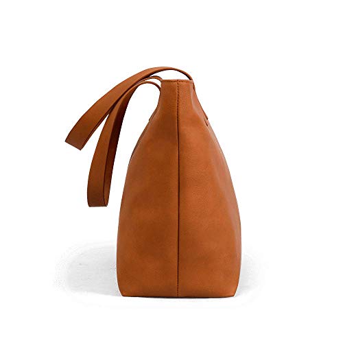 DailyObjects Women's Latest Tote Bag | Spacious, Stylish, Sturdy Vegan Leather Handbag with Zip closure and Laptop Compatibility | Handcrafted Ladies Shoulder Purse For Daily & Office Use - Tan - Image 4