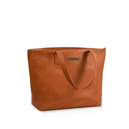 DailyObjects Women's Latest Tote Bag | Spacious, Stylish, Sturdy Vegan Leather Handbag with Zip closure and Laptop Compatibility | Handcrafted Ladies Shoulder Purse For Daily & Office Use - Tan - Image 5
