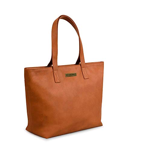 DailyObjects Women's Latest Tote Bag | Spacious, Stylish, Sturdy Vegan Leather Handbag with Zip closure and Laptop Compatibility | Handcrafted Ladies Shoulder Purse For Daily & Office Use - Tan - Image 3