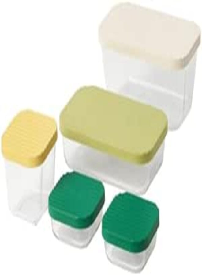 VARIERA Havstobis Food container with lid, set of 5, transparent/multicolour