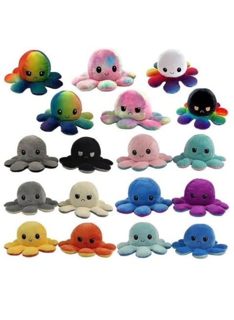 Reversible Soft Octopus Plush Toy Expressing Emotions Stuffed Dolls (Random Color)