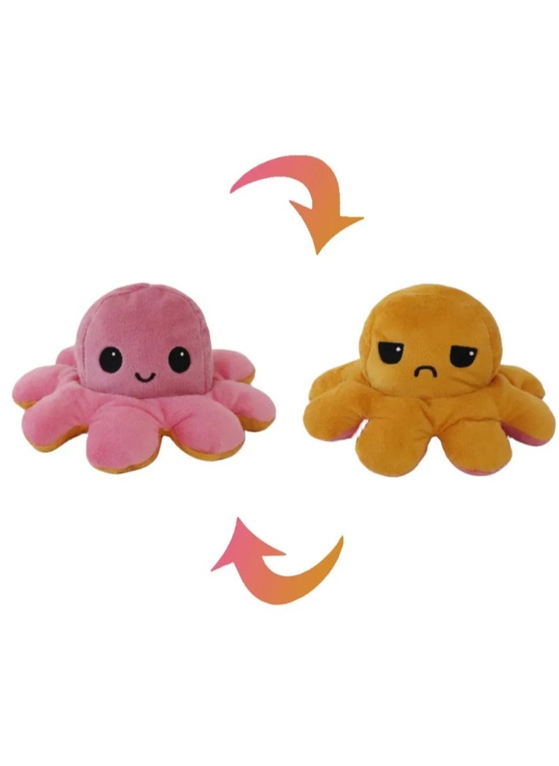 null - Reversible Soft Octopus Plush Toy Expressing Emotions Stuffed Dolls (Random Color) - Image 1