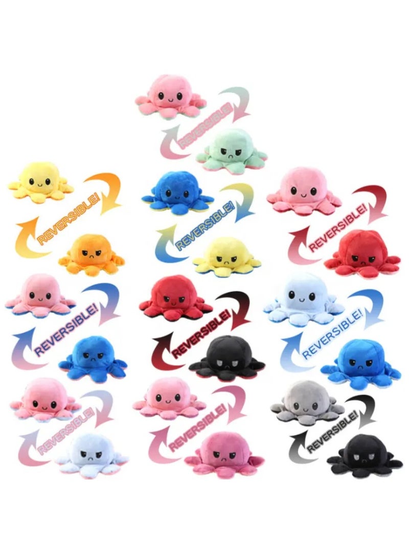 null - Reversible Soft Octopus Plush Toy Expressing Emotions Stuffed Dolls (Random Color) - Image 1