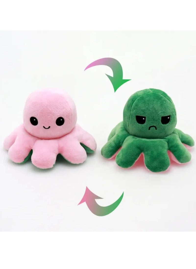 null - Reversible Soft Octopus Plush Toy Expressing Emotions Stuffed Dolls (Random Color) - Image 1