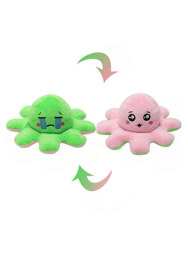 null - Reversible Soft Octopus Plush Toy Expressing Emotions Stuffed Dolls (Random Color) - Image 1