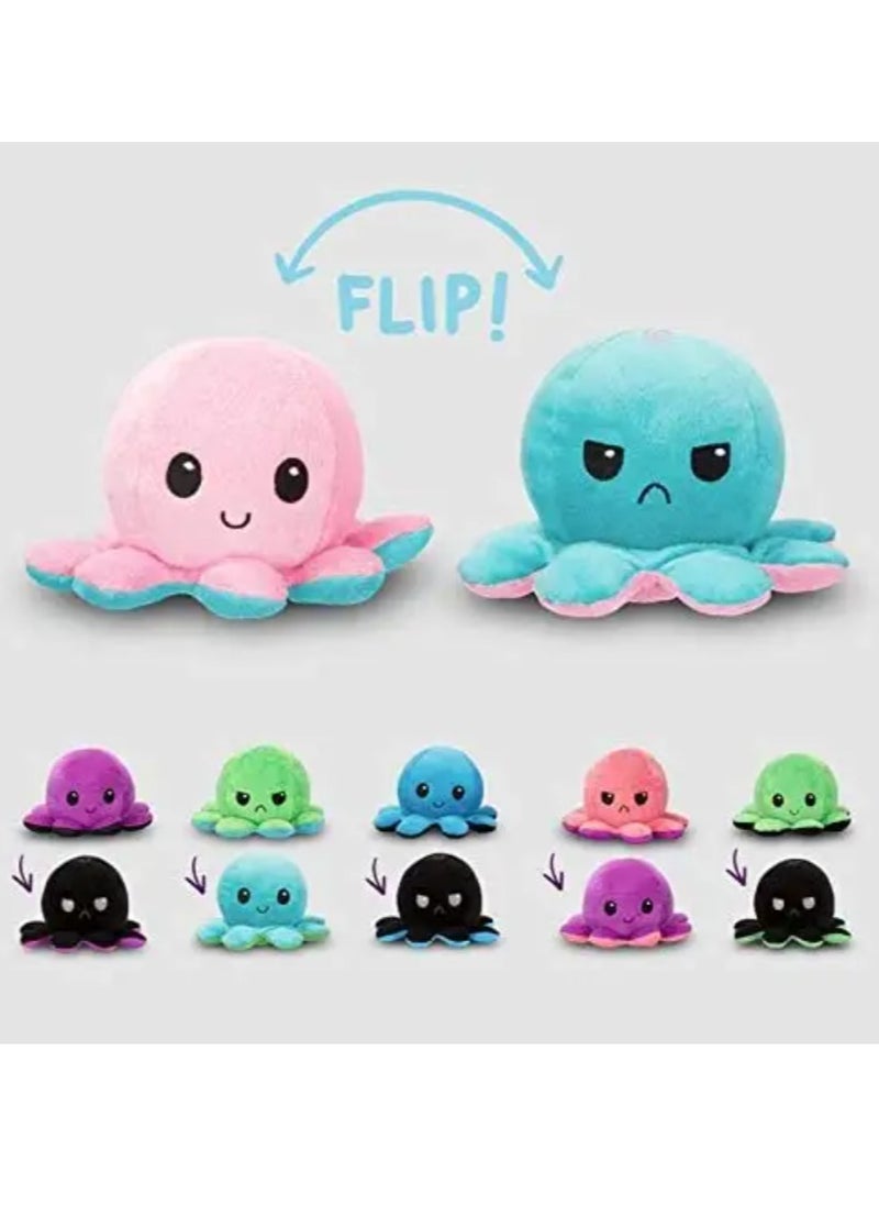 null - Reversible Soft Octopus Plush Toy Expressing Emotions Stuffed Dolls (Random Color) - Image 1