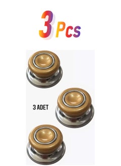 Doğuş Mutfak 3 Pieces Gold Bagalit Top Glass Pot Lid Handle Suitable for All Pot and Pan Lids 