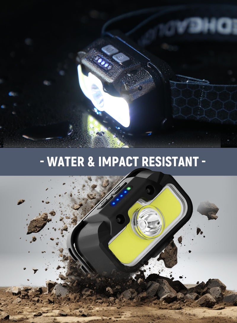 SYOSI 1300 Lumen Rechargeable Headlamp, Ultra Light, Bright with White, Red, Green Lights, 14 Adjustable Modes, Waterproof Motion Sensor Headlight for Camping, Running, Cycling, Hiking - Image 5