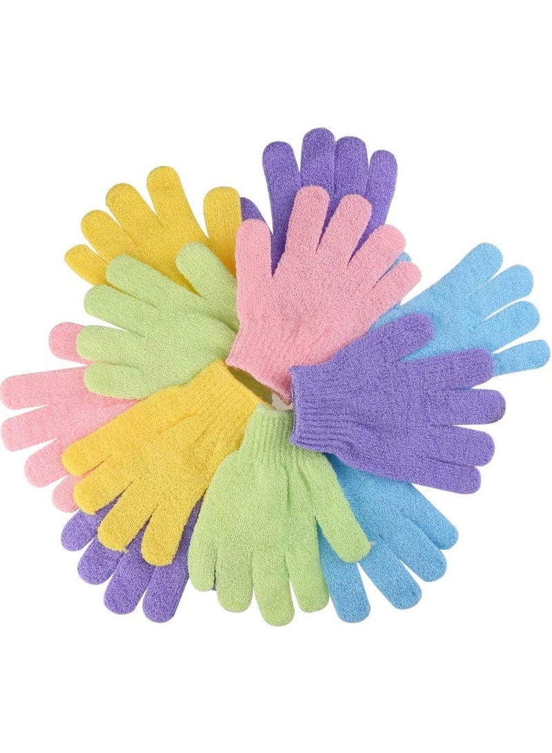 8 Pairs Exfoliating Gloves, Premium Scrubber, Double-Sided Bath Gloves, Body Scrubber, Dead Skin Remover, Bath Accessories for Women and Men (5 Colors) - Image 1
