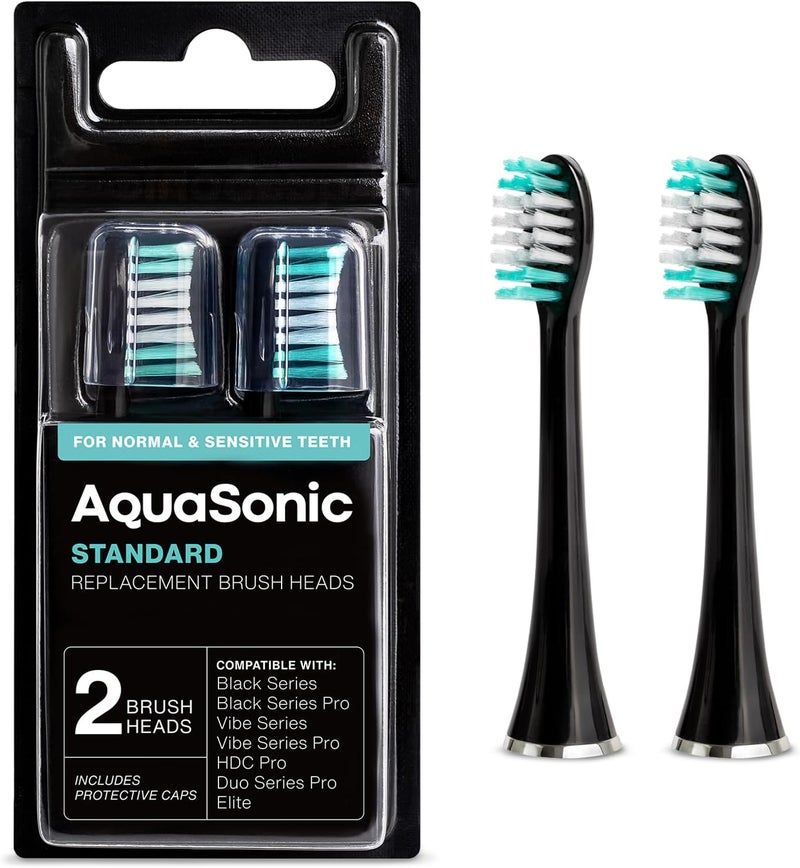 AquaSonic Black Series Replacement Brush Heads 2-Pack - Image 1
