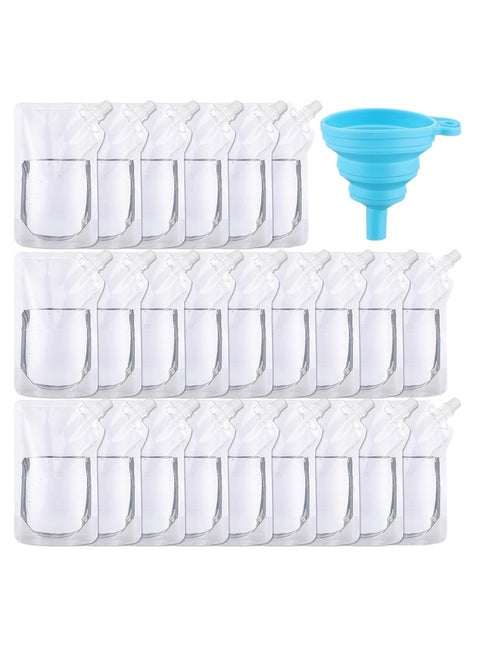 50 Pcs 16 Oz Reusable Plastic Flask Drink Pouches with Collapsible Funnel - Perfect for Travel, Parties, and More
