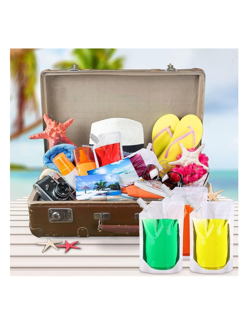 50 Pcs 16 Oz Reusable Plastic Flask Drink Pouches with Collapsible Funnel - Perfect for Travel, Parties, and More