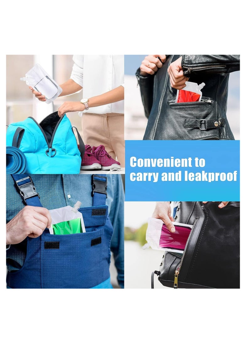 50 Pcs 16 Oz Reusable Plastic Flask Drink Pouches with Collapsible Funnel - Perfect for Travel, Parties, and More