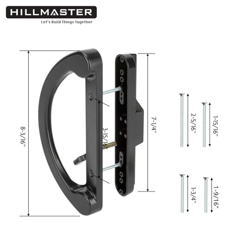 HILLMASTER Patio Sliding Glass Door Handle Replacement Set,Mortise Style Reversible Design Non-keyed Sliding Patio Door Handles, Black Diecast Finish Fit 3-15/16” Screws Hole Spacing - Image 4