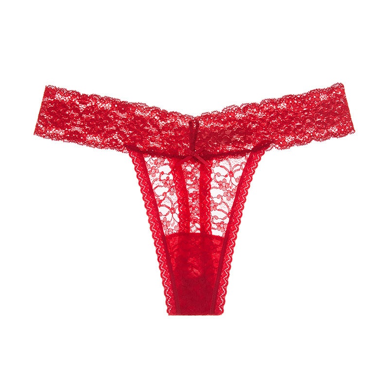 Large Size Lace Women'S Thong Transparent Hollow T Pants Low Waist Underwear - Image 1