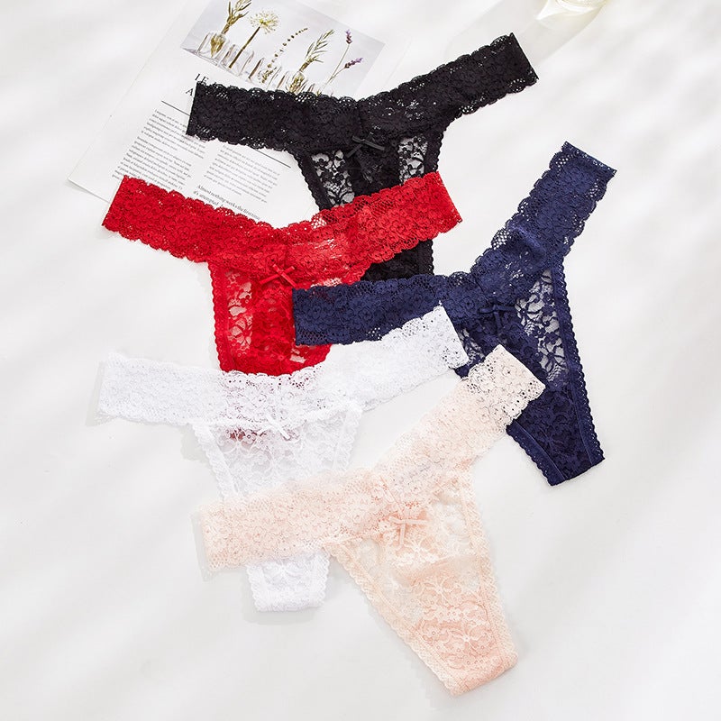 Large Size Lace Women'S Thong Transparent Hollow T Pants Low Waist Underwear - Image 3