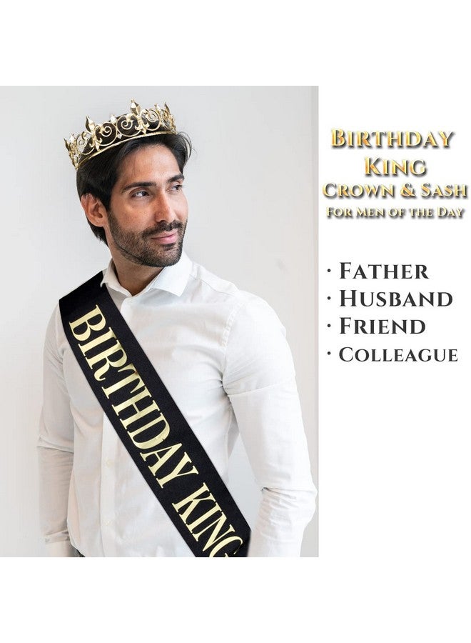 Hapdoo Happy Birthday Decorations for Men, Birthday King Crown and Birthday Sash for Men, Men Birthday Decorations, Birthday Crown for Men Black and Gold - Image 3