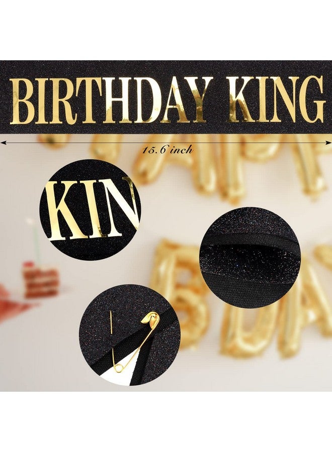 Hapdoo Happy Birthday Decorations for Men, Birthday King Crown and Birthday Sash for Men, Men Birthday Decorations, Birthday Crown for Men Black and Gold - Image 5
