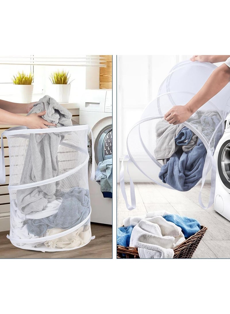 TYCOM Popup Laundry Hamper Collapsible Laundry Basket Extra Large Capacity Foldable Clothing Storage Basket with Handles White.  - Image 2