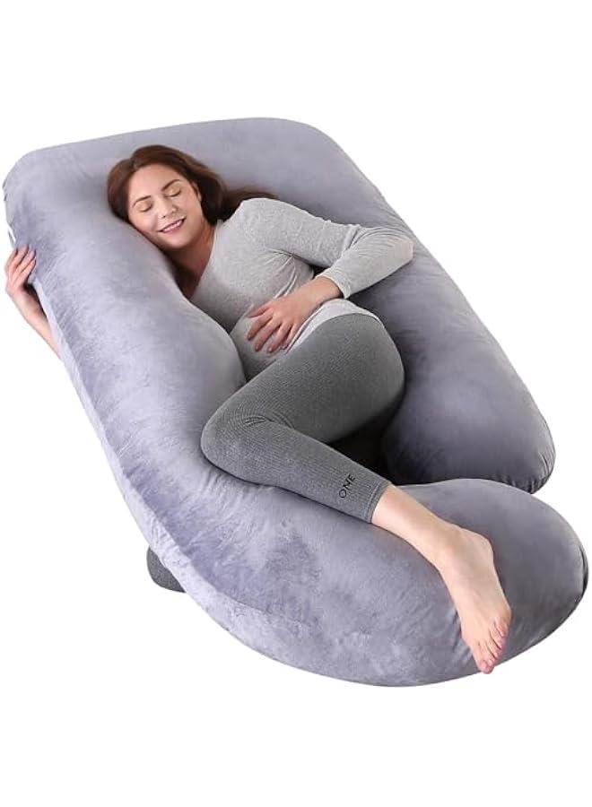 Pregnancy Pillow, U-Shape Full Body Pillow, Pregnancy Pillows for Sleeping, Crystal Velvet with Removable Cover, Full Body Pillows Support for Adults, Maternity Pillow and Pregnancy Must Haves - Image 1
