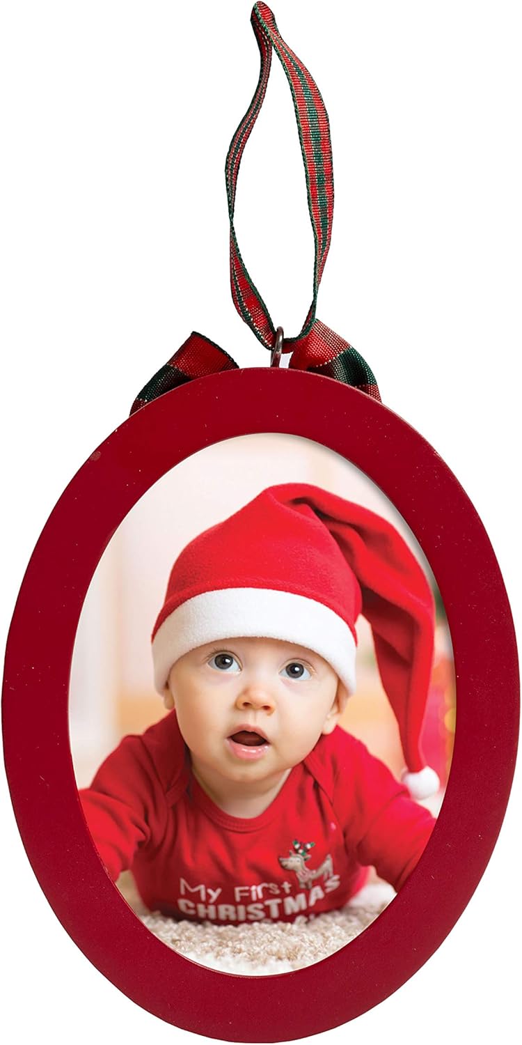 Pearhead Babyprints DoubleSided Christmas Photo Ornament with Clean Touch Ink Pad Babys First Christmas Holiday Keepsake Ornament Newborn Handprint or Footprint Kit 2 Sided Red Pack of 2 - Image 2