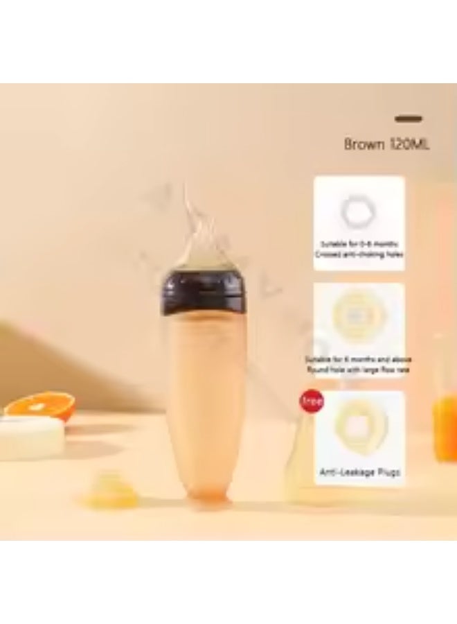 Twisoo Silicone Baby Food Feeder Bottle - 120ML, BPA-Free, Squeeze Feeder for Semi-Solid Foods, Cereals & Purees, Anti-Colic, Gray - Image 2