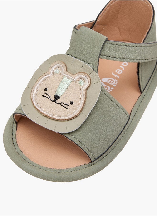 Barefeet Bear Applique Booties with Hook and Loop Closure  - Image 4