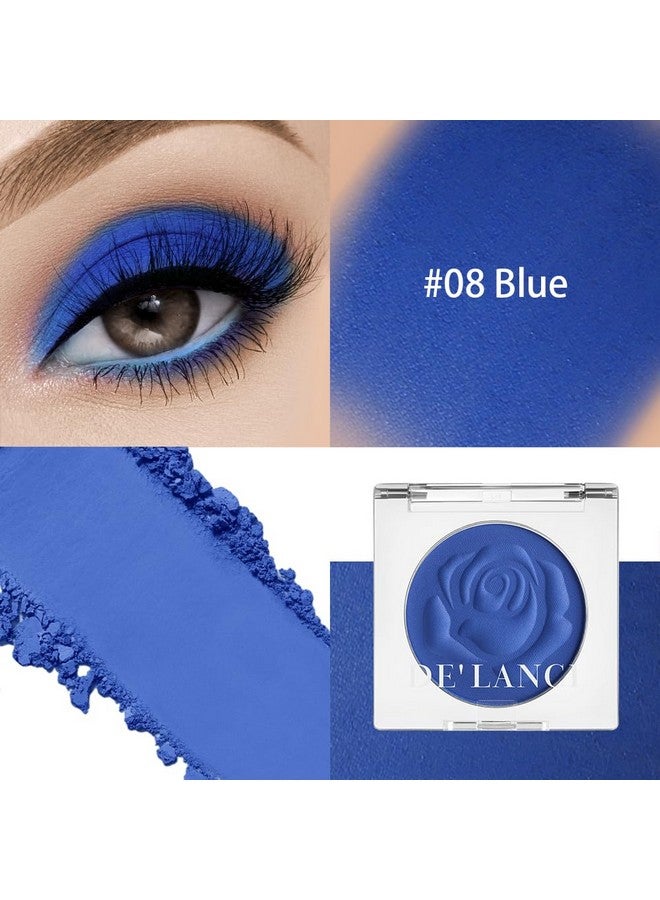 DE'LANCI Blue Eyeshadow Matte Palette, Highly Pigmented Gemstone Blue Eye Shadow Single, Ultra-Blendable, Intense Color, Blue Face Body Paint Christmas Halloween Smurf Mystique Cosplay Daily Makeup - Image 1