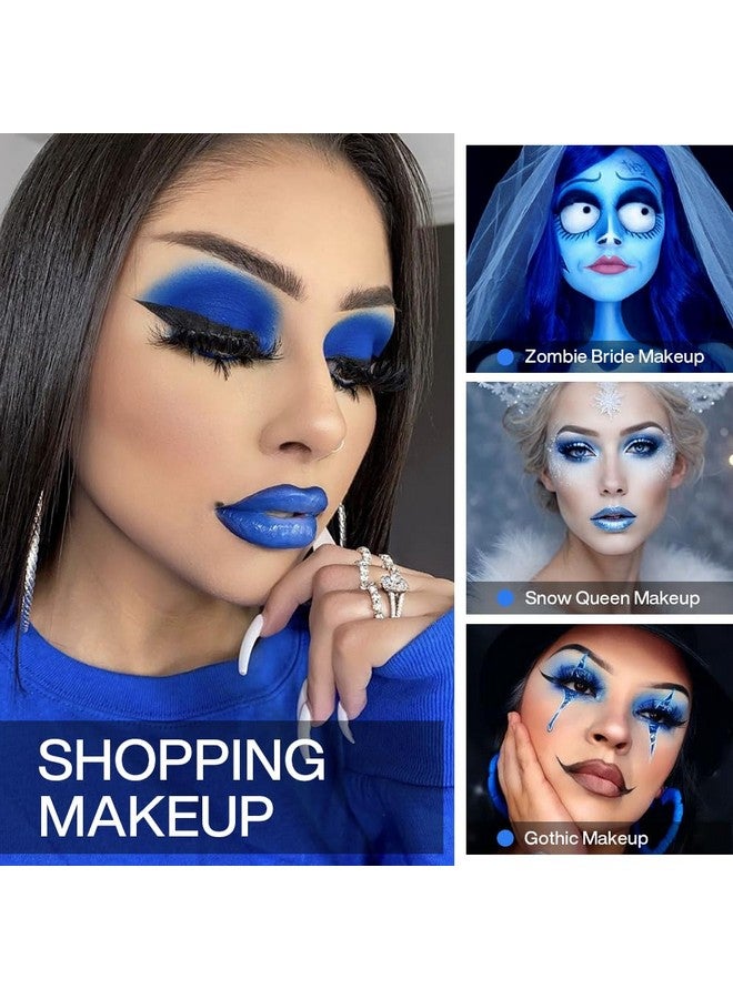DE'LANCI Blue Eyeshadow Matte Palette, Highly Pigmented Gemstone Blue Eye Shadow Single, Ultra-Blendable, Intense Color, Blue Face Body Paint Christmas Halloween Smurf Mystique Cosplay Daily Makeup - Image 3