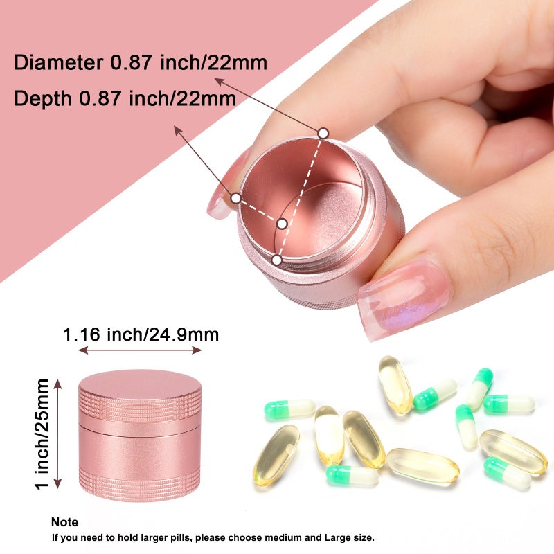 SOBAHIDO Small Pill Case Daily Pill Box - Portable Metal Pill Container for Pocket Purse, Single Waterproof Pill Holder for Vitamins, Cod Liver Oil, Medicine, Pill Organizer Pink - Image 4