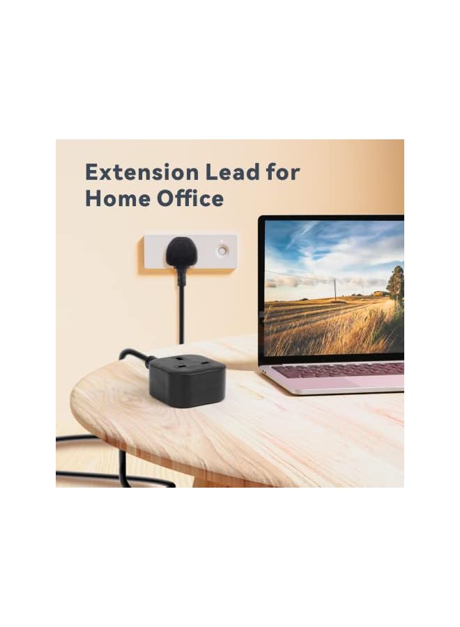 PROMASS Power Extension Lead,promass 1 Way Extension Cord with UK 3 Pin Plug Power Strips,Tough and Fireproof Single Extension Socket for Garden,Warehouse & Interior Renovation(Black) (2P2M) - Image 5