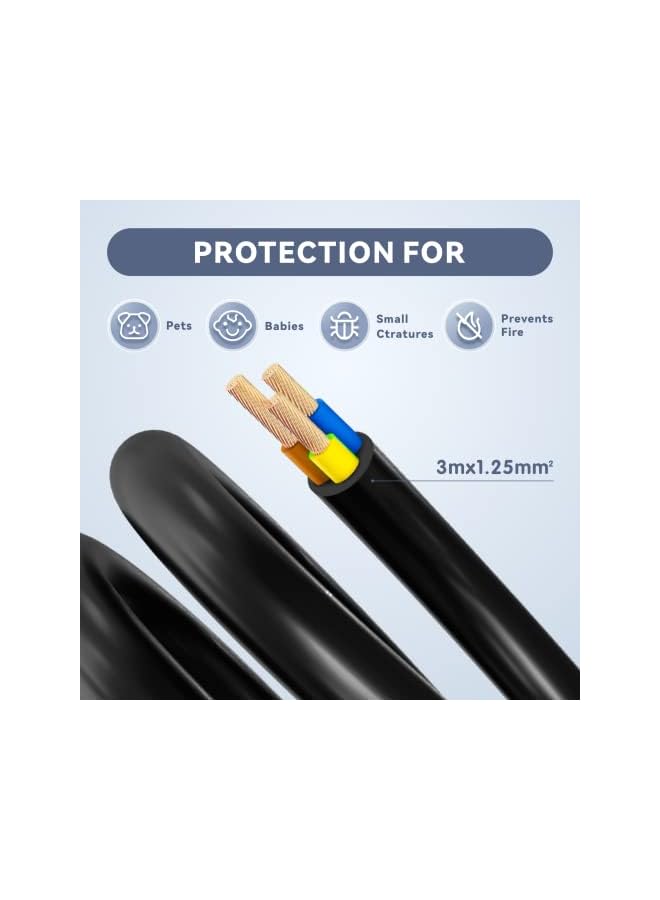 PROMASS Power Extension Lead,promass 1 Way Extension Cord with UK 3 Pin Plug Power Strips,Tough and Fireproof Single Extension Socket for Garden,Warehouse & Interior Renovation(Black) (2P2M) - Image 3