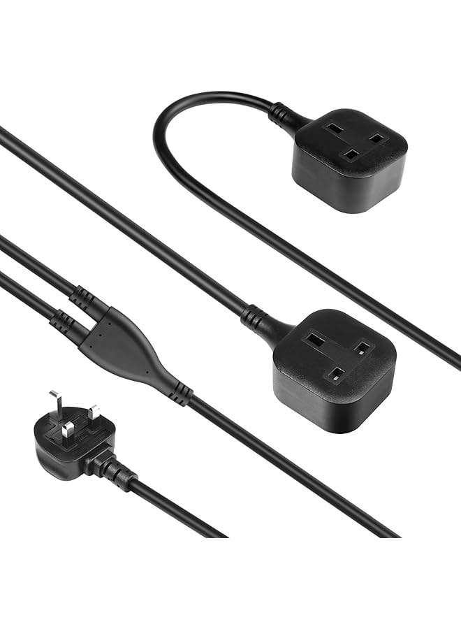 PROMASS Power Extension Lead,promass 1 Way Extension Cord with UK 3 Pin Plug Power Strips,Tough and Fireproof Single Extension Socket for Garden,Warehouse & Interior Renovation(Black) (2P2M) - Image 1