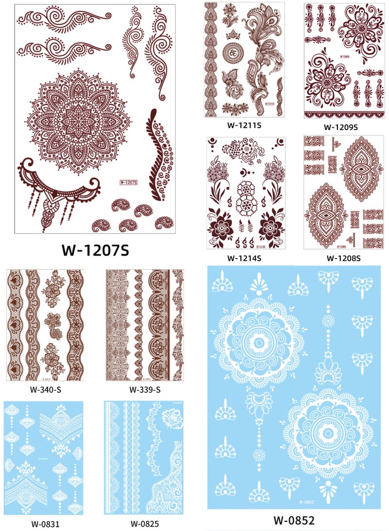 SYNSYB 16 Pcs Henna Tattoo Kit - Temporary Tattoo Stickers for Adults with Lace, Flower, and Butterfly Patterns - Image 2